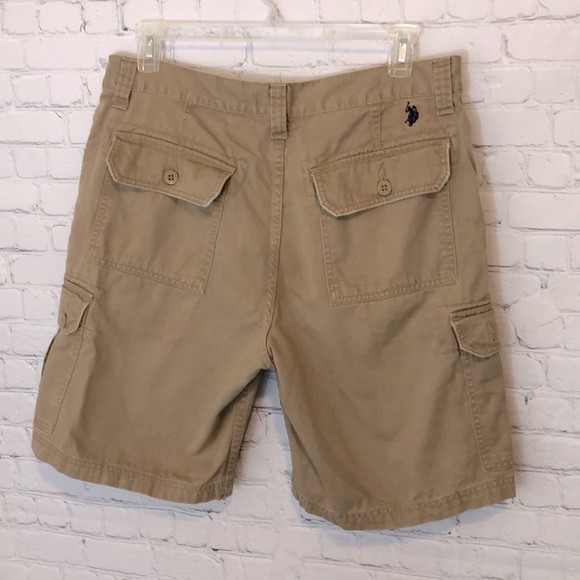 US POLO ASSN TAN CARGO SHORTS LEG POCKETS SZ 36 - Picture 5 of 8